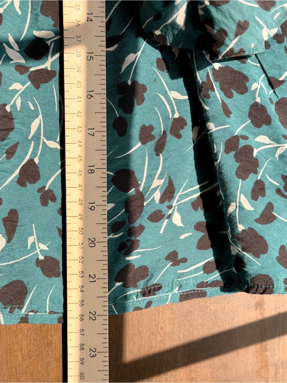 Who What Wear Teal Floral Button Front Peasant Blouse Medium Boho Cottagecore - Picture 6 of 8